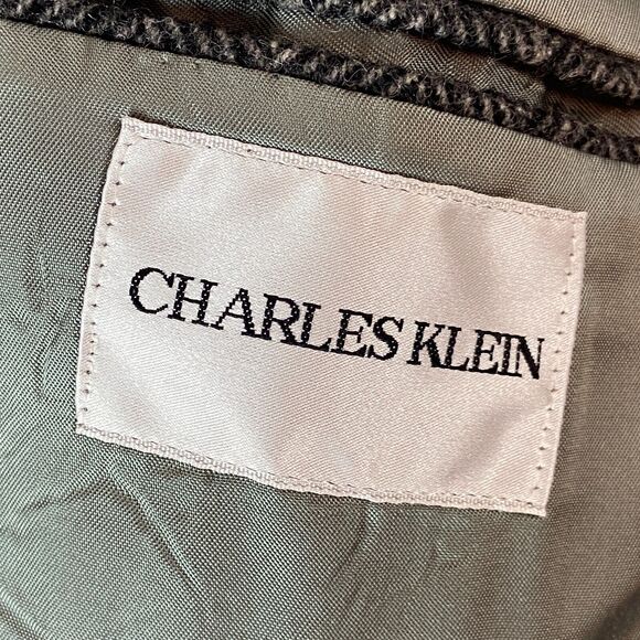 Charles Klein Wool Blazer Men's 46L Gray Herringbone Two Button Notched Lapel - Picture 6 of 8